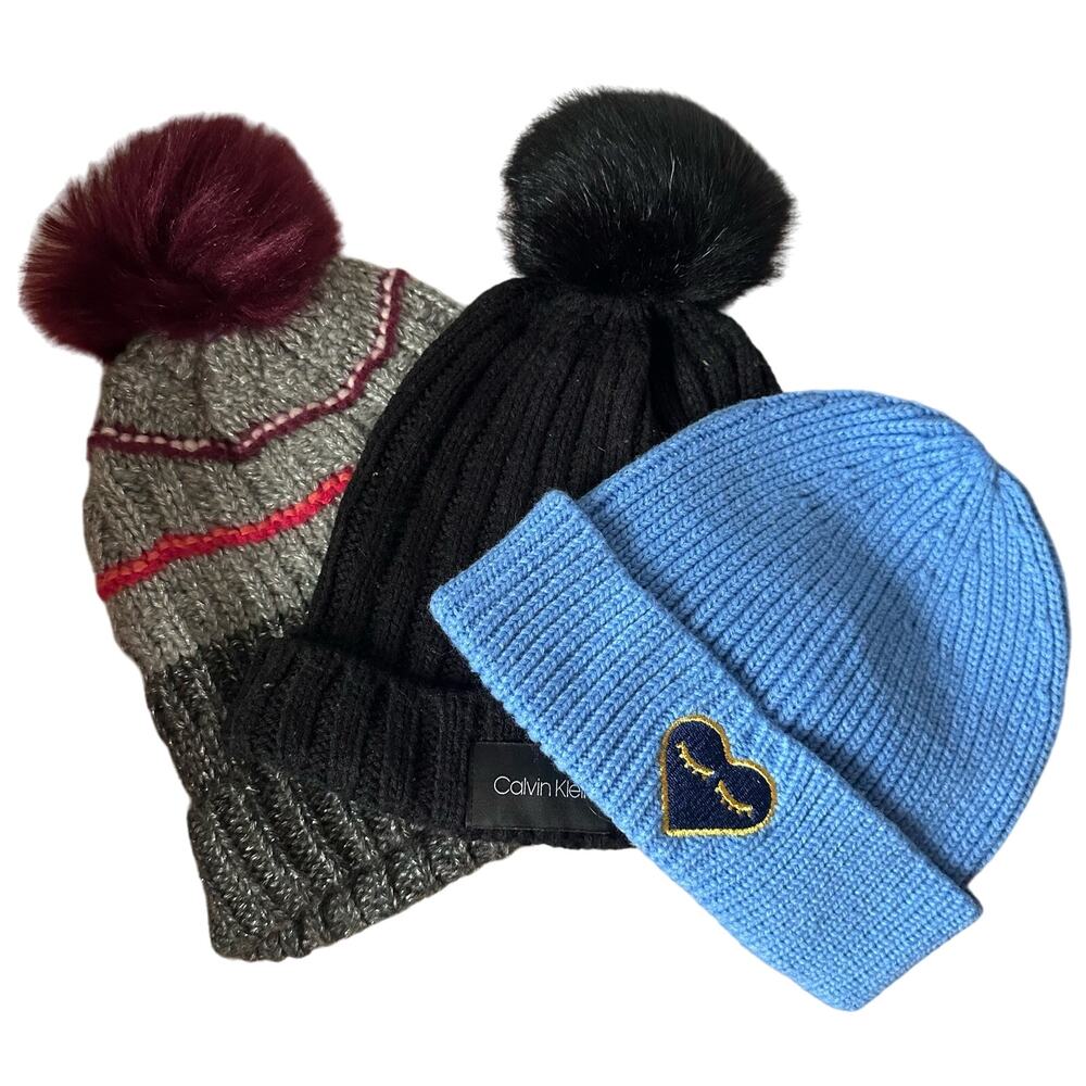 Bundle of Three Knit Hats Calvin Klein Gap No Boundaries